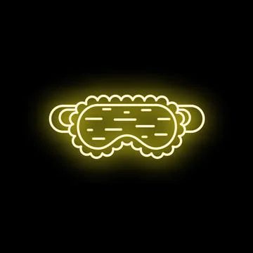 Neon glowing sleep mask representing good night sleep 库存插图