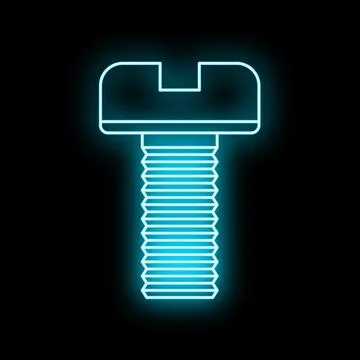 Neon glowing slotted screw vector icon on black Stock-Illustration