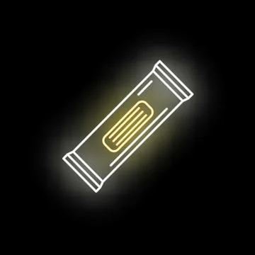 Neon glowing snack bar on dark background Stock Illustration