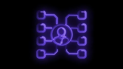 Neon glowing social network icon on dark background connectivity and digita.. Stock Footage 314536871