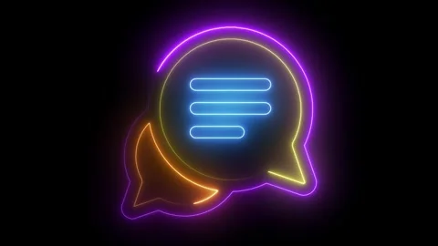 Neon glowing speech bubble animation, vibrant multicolor chat symbol for di.. Видео 334396466