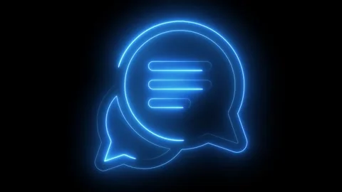 Neon glowing speech bubble animation for digital communication and social m.. Видео 334396469