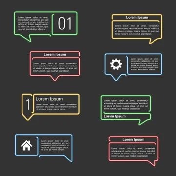 Neon Glowing Speech Bubbles Stock Illustration