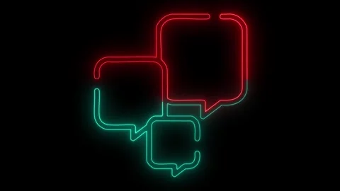 Neon glowing speech bubbles motion graphic Vidéo 330758477