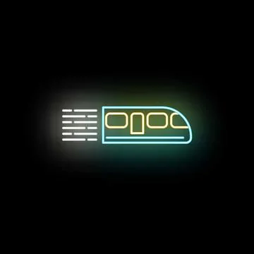 Neon glowing speed train icon representing fast travel Stock-Illustration