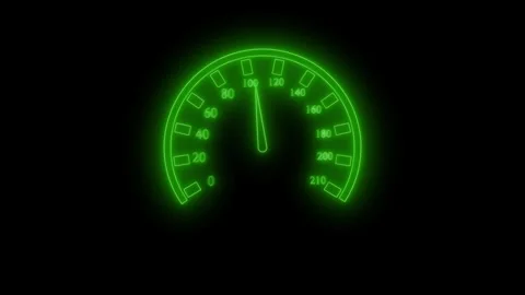 Neon Glowing speedometer Animation on a dark background Video stock 317861475