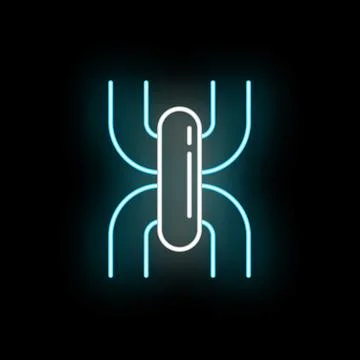 Neon glowing spider icon representing technology and future イラスト素材