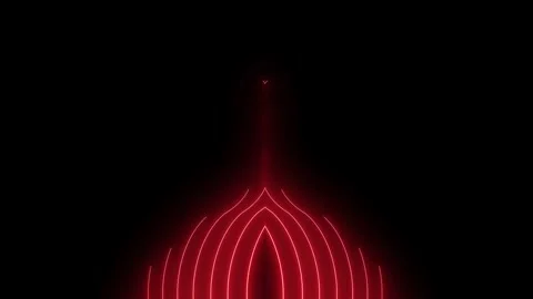 Neon glowing splines red colored on black background. Striped beams like neo Stock Footage 247048321