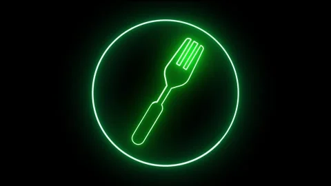 Neon Glowing Spoon Icon Animation – Vibrant Kitchen Symbol. Stock Footage 282576840