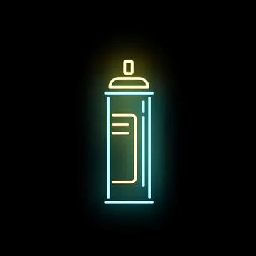 Neon glowing spray can icon illuminating dark background Stockillustratie