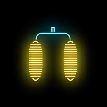 Neon glowing spring symbol representing energy and technology Stock Illustration