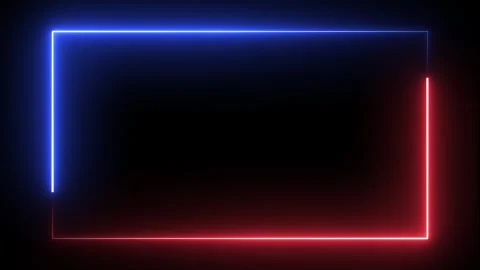 Neon glowing square frame on black background. Rectangular frame 動画素材 290014902