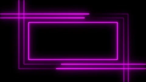 Neon glowing square frame on black background. glowing square shape. Stock Footage 297832004