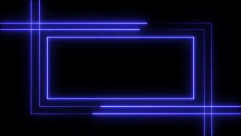 Neon glowing square frame on black background. glowing square shape. Stock Footage 297832024