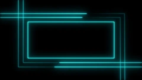 Neon glowing square frame on black background. glowing square shape. Stock Footage 297832046