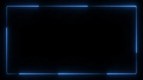 Neon glowing square frame on black background. Rectangular frame with movin.. Stock Footage 302235836