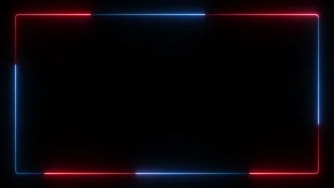 Neon glowing square frame on black background. Rectangular frame with movin.. Stock Footage 302235837