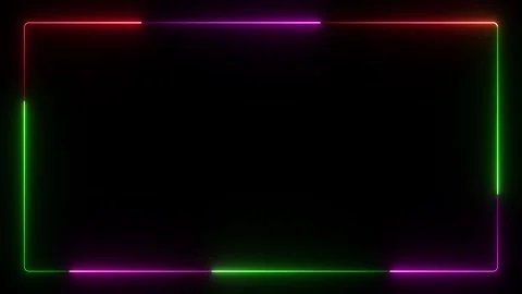 Neon glowing square frame on black background. Rectangular frame with movin.. Stock Footage 302235862
