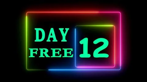 Neon glowing square frames day free 12 Stock Illustration