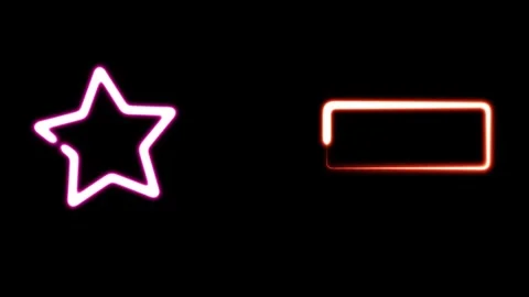 Neon Glowing Star and Rectangle Shapes with Seamless Loop Animation Stock Footage 332894927