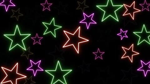 Neon Glowing Stars Motion Background Modern Abstract Video Animation Stock Footage 323815985