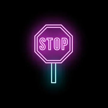 Neon glowing stop sign vector illustration with pink light Stock-Illustration