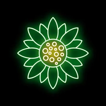 Neon glowing sunflower icon representing nature and ecology Illustrazione stock