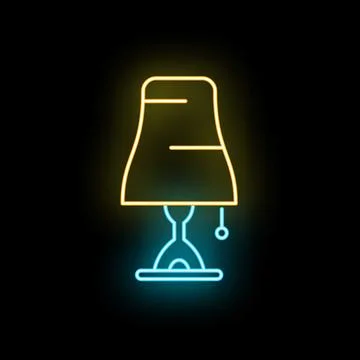 Neon glowing table lamp icon creating ambient light Stock Illustration