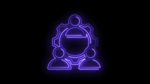 Neon glowing team collaboration icon with gear mechanism symbolizing teamwo.. Stock Footage 346138240