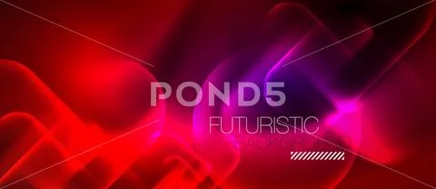 Neon glowing techno lines, hi-tech futuristic abstract background template Stock Illustration