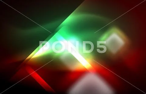 Neon glowing techno lines, hi-tech futuristic abstract background template with Stock Illustration