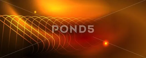 Neon glowing techno lines, hi-tech futuristic abstract background template Stock Illustration