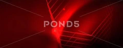 Neon glowing techno lines, hi-tech futuristic abstract background template Stock Illustration