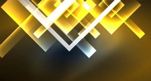 Neon glowing techno square rectangle lines, blue hi-tech futuristic abstract Illustrazione stock