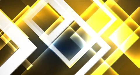 Neon glowing techno square rectangle lines, blue hi-tech futuristic abstract Illustrazione stock