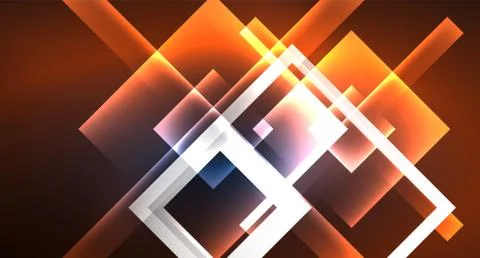 Neon glowing techno square rectangle lines, blue hi-tech futuristic abstract Illustrazione stock