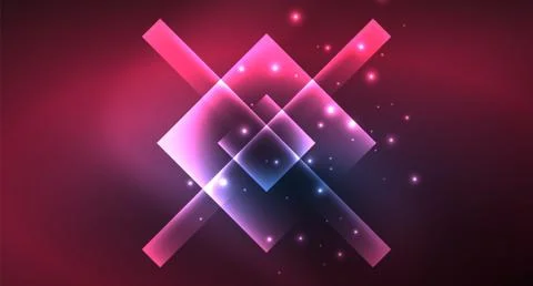 Neon glowing techno square rectangle lines, blue hi-tech futuristic abstract Illustrazione stock