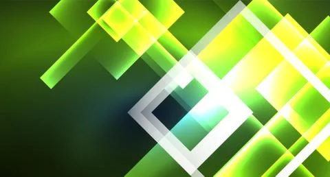 Neon glowing techno square rectangle lines, blue hi-tech futuristic abstract Stock Illustration