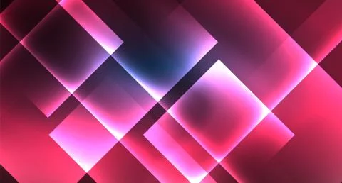 Neon glowing techno square rectangle lines, blue hi-tech futuristic abstract Illustrazione stock