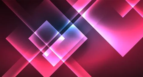 Neon glowing techno square rectangle lines, blue hi-tech futuristic abstract Illustrazione stock