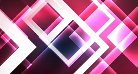 Neon glowing techno square rectangle lines, blue hi-tech futuristic abstract Illustrazione stock