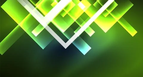 Neon glowing techno square rectangle lines, blue hi-tech futuristic abstract Illustrazione stock