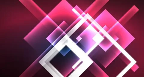Neon glowing techno square rectangle lines, blue hi-tech futuristic abstract Illustrazione stock