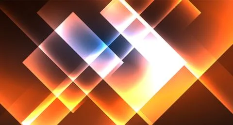 Neon glowing techno square rectangle lines, blue hi-tech futuristic abstract Illustrazione stock