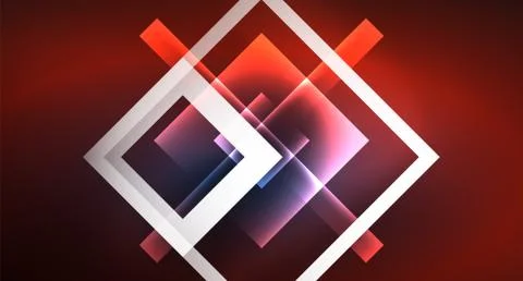 Neon glowing techno square rectangle lines, blue hi-tech futuristic abstract Illustrazione stock