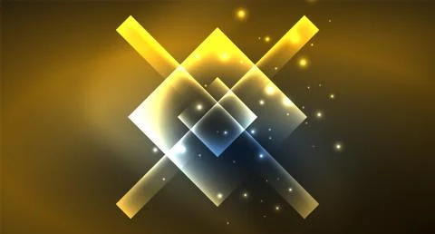 Neon glowing techno square rectangle lines, blue hi-tech futuristic abstract Illustrazione stock