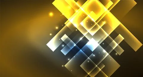 Neon glowing techno square rectangle lines, blue hi-tech futuristic abstract Illustrazione stock