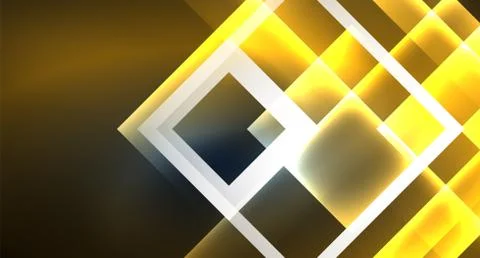 Neon glowing techno square rectangle lines, blue hi-tech futuristic abstract Illustrazione stock