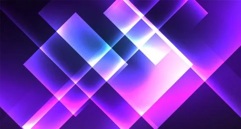 Neon glowing techno square rectangle lines, blue hi-tech futuristic abstract Illustrazione stock