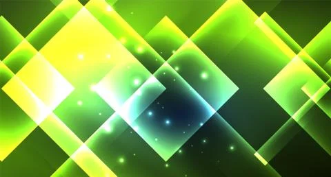 Neon glowing techno square rectangle lines, blue hi-tech futuristic abstract Illustrazione stock